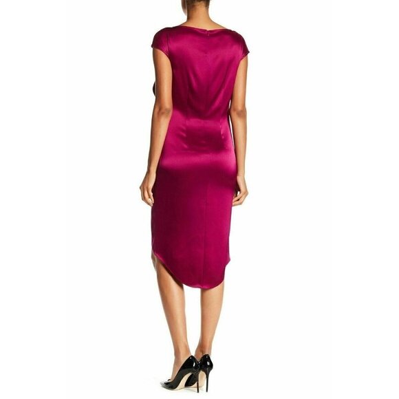 St. John Collection Womens Boat Neck Ruffle Hi-Lo Satin Dress Size 6 $995 - Picture 2 of 12